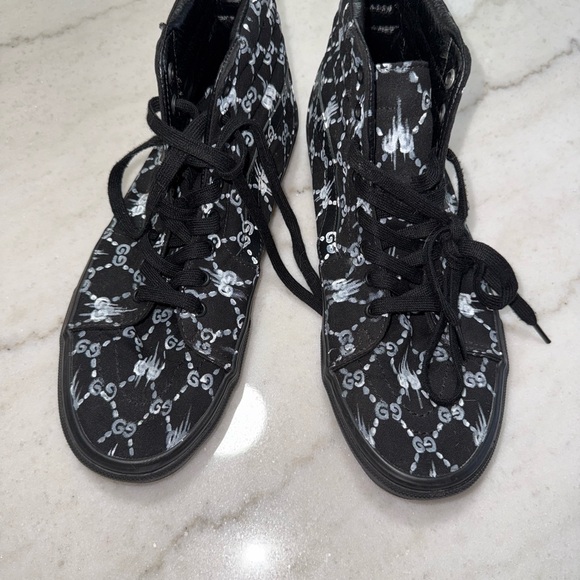 Vans Black and White High-Top Sneakers with Monogram Design - Picture 3 of 4